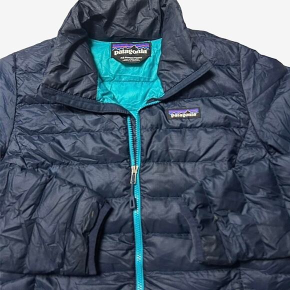 Patagonia Goose Down Sweater Navy Blue Zip Puffer Jacket Womens XS - Picture 3 of 4